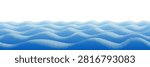 Vector drawing of sea waves, seamless border, , noisy texture