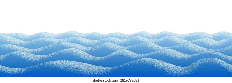 Vector drawing of sea waves, seamless border, , noisy texture