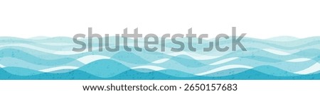 Vector drawing sea waves, seamless border, isolated on white background