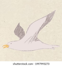 Vector drawing seagull flies in handmade style