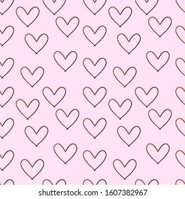 Vector drawing. Seamless pattern in the form of heart with flower petals on February 14, March 8, Ascension. For printing on paper, postcards, gift decorations. 