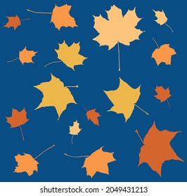 Vector drawing of set abstract colorful autumn maple leaves