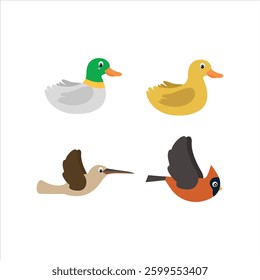 vector drawing set flying birds