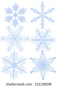 Vector drawing of a set of snowflakes for christmas