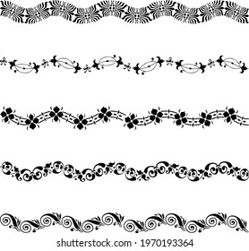 Vector drawing of set various decorative wavy borders