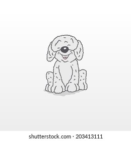 Vector drawing of a shaggy puppy.