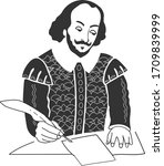 vector drawing Shakespeare writes his poems