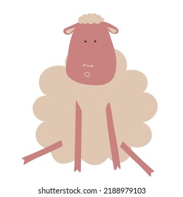 Vector drawing of a sheep  in boho style on a white background. Clipart for baby or design

