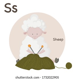 dibujo vectorial de una oveja. letra S