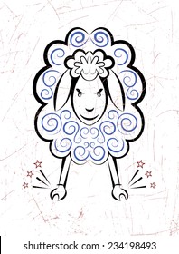 Vector drawing of sheep. Year of the sheep on the oriental calendar.