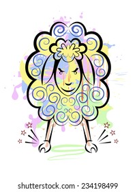 Vector drawing of sheep. Year of the sheep on the oriental calendar.
