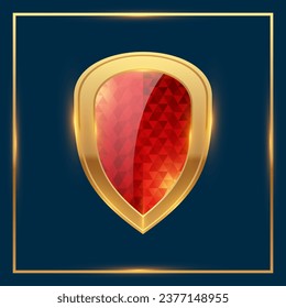Vector drawing of a shield on a dark background with light effects