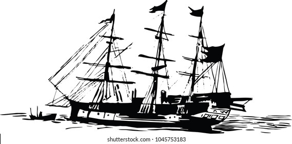 Vector drawing of a ship