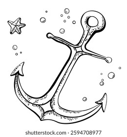 Vector drawing of ship iron anchor