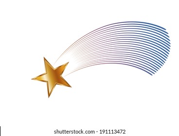 Vector drawing of shooting star on white background.