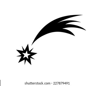 Vector drawing of shooting star on white background.