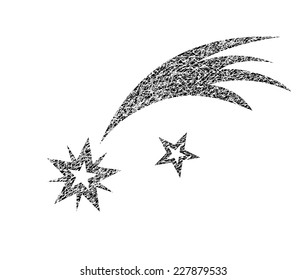 Vector drawing of shooting star on white background.