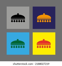 Vector drawing of a shower with water drops, silhouette colorful flat style