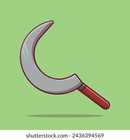 Vector drawing of a Sickle isolated on a white background accompanied by an illustration