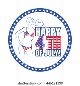 Vector drawing of sign congratulations on the Independence Day of the United States of America 4th of July