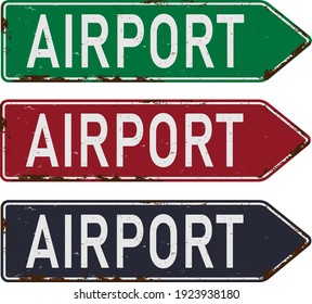 Vector drawing of a sign with directions towards Airport vector set