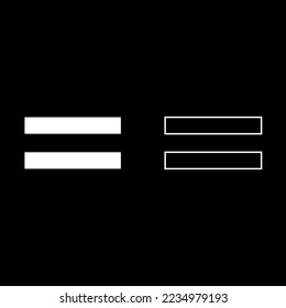 Signo de dibujo del vector "es igual a", color blanco estilo plano