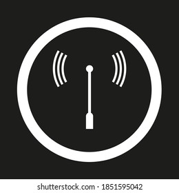 Vector drawing signal wave in circle. Vector wave, silhouette color white