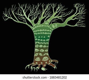 Dibujo vectorial del árbol verde abstracto de la silueta 