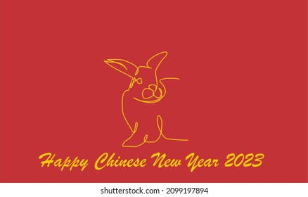 vector drawing of a silhouette of a Chinese rabbit in 2023, a simple hand-drawn Asian element for a poster, brochure, banner, calendar, illustration isolated on a red background