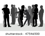 Vector drawing silhouette crowds on street