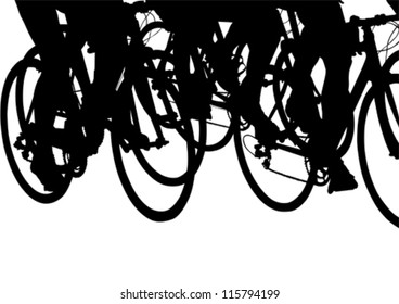 Vector drawing silhouette of a cyclist boy