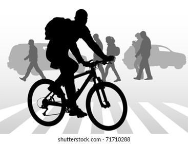 Vektorgrafik-Silhouette eines Radfahrerjungen. Silhouette der Menschen