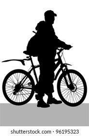 Vektorgrafik-Silhouette eines Radfahrerjungen