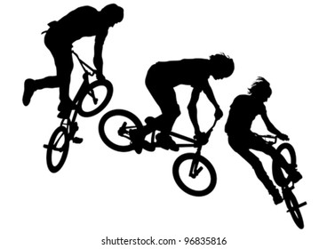 Vektorgrafik-Silhouette eines Radfahrerjungen