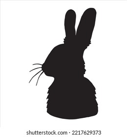 
vector drawing, silhouette of hare, rabbit. vintage print for easter. black and white drawing cut out