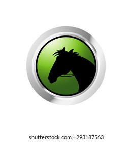 vector drawing of silhouette horse head on circle