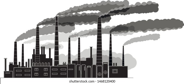 vector drawing silhouette of industrial factory