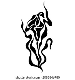 vector drawing of silhouette of lily flower with leaves in art nouveau style isolated on white background. useful for print, decoration, ornaments, logos, graphic, web design, florists, flower salons