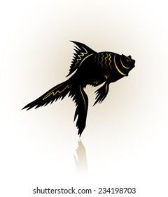 Vector drawing of the silhouette stylized fish.