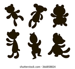 vector drawing silhouettes of bears six pieces
