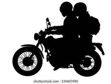 Vector drawing silhouettes of motorcyclists protective gear. Property release is attached to the file