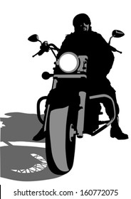 Vector drawing silhouettes of motorcyclists protective gear. 