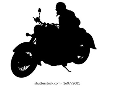Vector drawing silhouettes of motorcyclists protective gear.