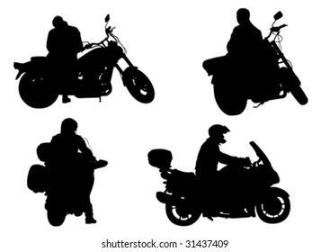 vector drawing silhouettes road motorcycles on a white background