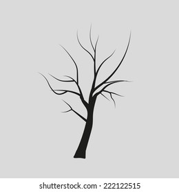 Vector drawing silhouettes of trees without leaves