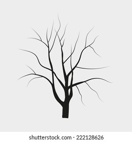 vector drawing silhouettes of trees without leaves