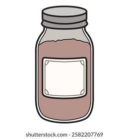 A vector drawing of a simple and elegant glass jar with a transparent body and a classic lid.