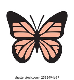 A vector drawing of a simple monarch butterfly, showcasing its iconic orange and black wings with a minimalist design.