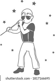 vector drawing of a singer on stage singing into a microphone