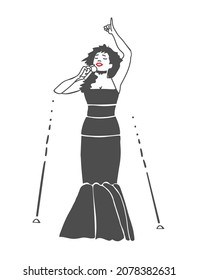 vector drawing of a singer on stage